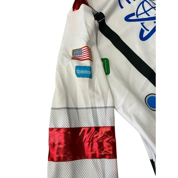 Mens Large Astronaut Costume Full Zip Jumpsuit Hood Halloween Cosplay Party NWT - Picture 7 of 8